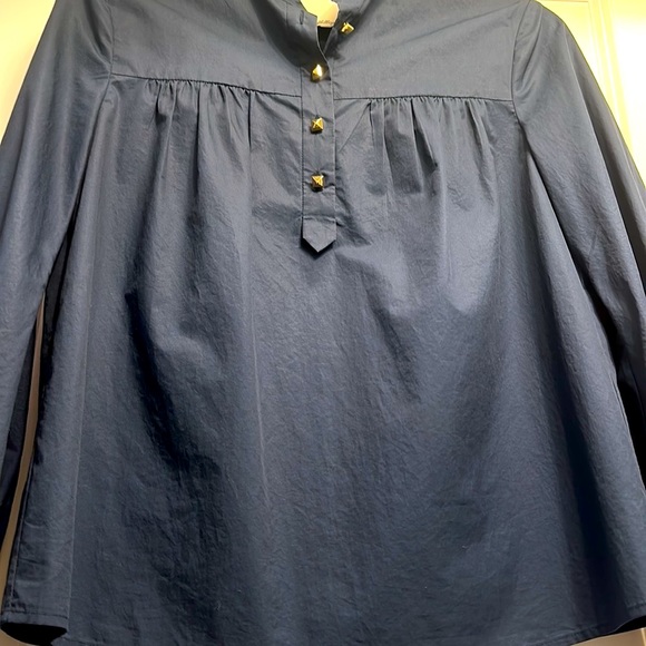 PHILLIP LIM Navy Blouse w/gold pyramid shape buttons. Size 0 - Picture 6 of 6